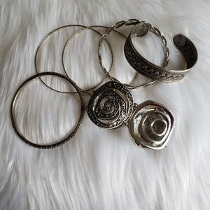 Boho silver tone bracelets